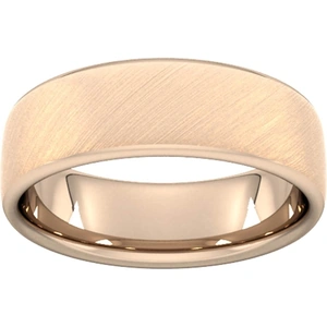 Goldsmiths 7mm D Shape Heavy Diagonal Matt Finish Wedding Ring In 18 Carat Rose Gold - Ring Size Q