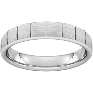 Goldsmiths 4mm Slight Court Standard Vertical Lines Wedding Ring In 950 Palladium - Ring Size P