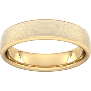 Goldsmiths 5mm Flat Court Heavy Matt Finished Wedding Ring In 9 Carat Yellow Gold - Ring Size Q
